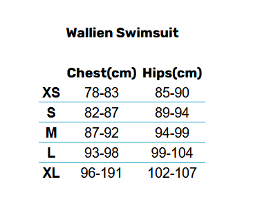 2025 Wallien Swimsuits  Size Chart